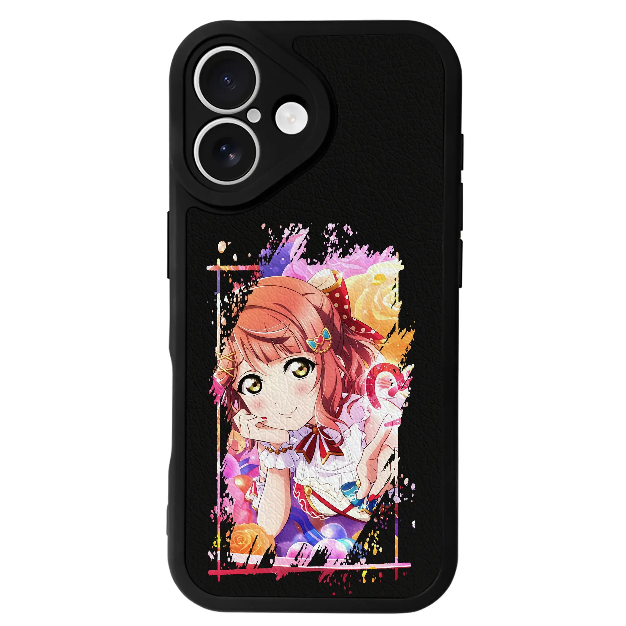 Love Live! グッズ,上原歩夢 - IPhone 16シリーズ対応 ・ シリコンスマホケース ・ レザー調 ・ 高精度フィット ・ 耐衝撃 ・ ワイヤレス充電対応 ・ 精密カット